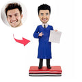 Graduation Bobblehead with Blue Academic Dress