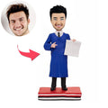 Custom Graduation Bobbleheads with Blue Academic Gown