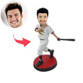 Custom Baseball Sportman Bobblehead with Baseball Bat