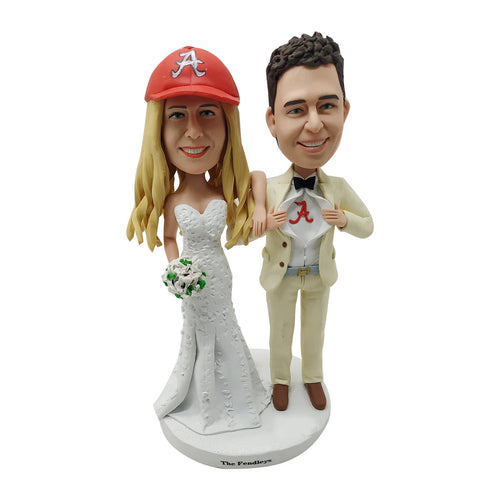 Custom Wedding Bobbleheads with Baseball Cap