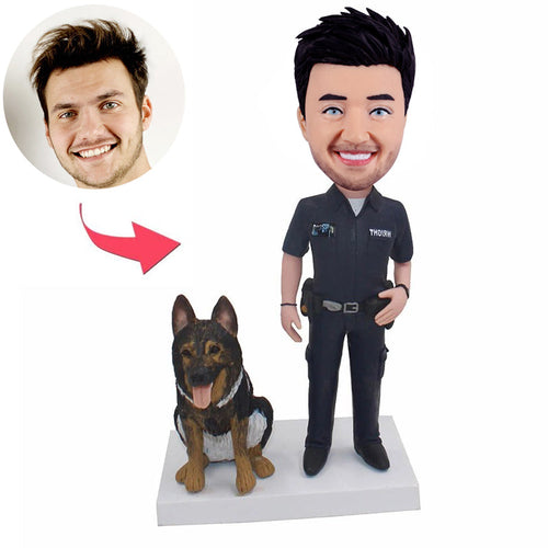 Custom Policeman Bobblehead Dolls with Police Dog