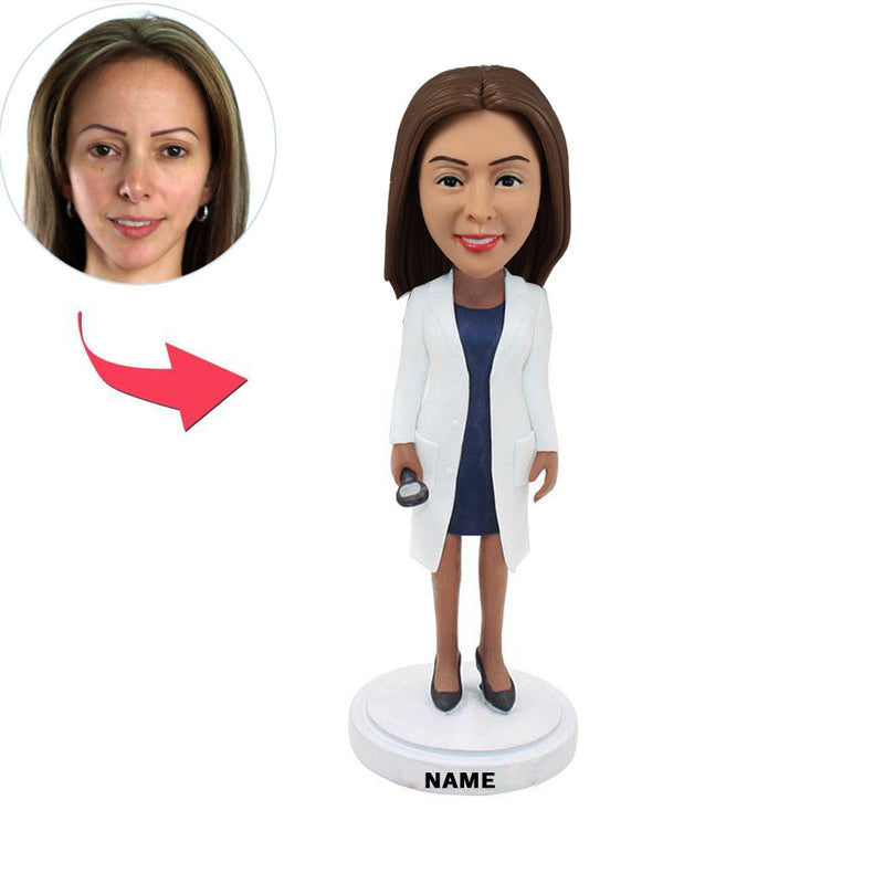 Female Doctor Bobblehead Doll with Thermometer