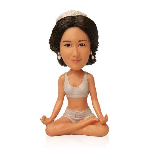 Custom Bobblehead with White Yoga Clothes