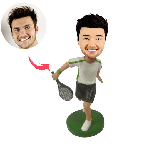 Custom Tennis Player Bobblehead with Racket