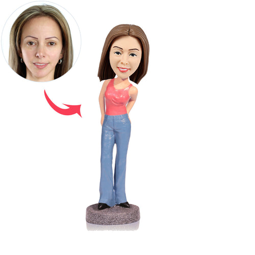 Casual Femal Personalized Custom Bobblehead