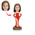 Custom Women Bobblehead with Red Party Dress