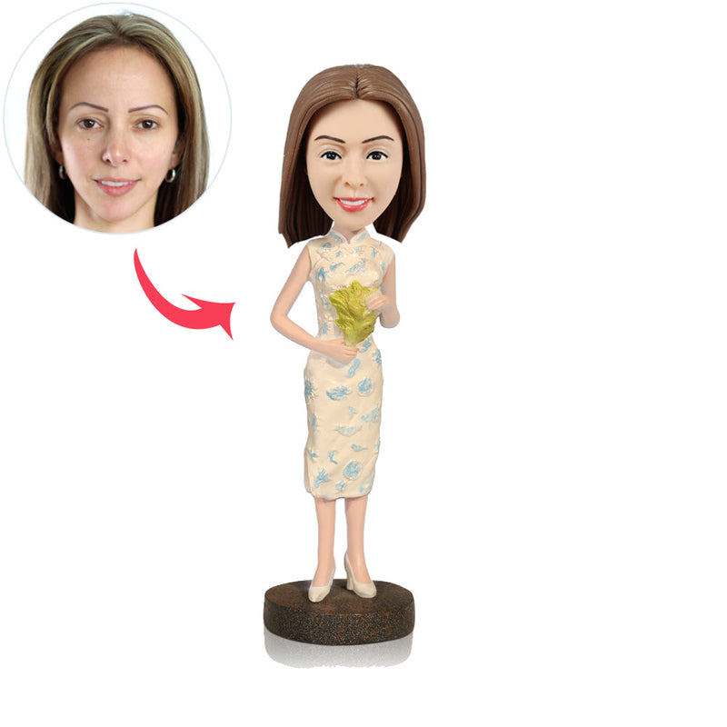 Elegant Lady in Cheongsam Custom Bobbleheads