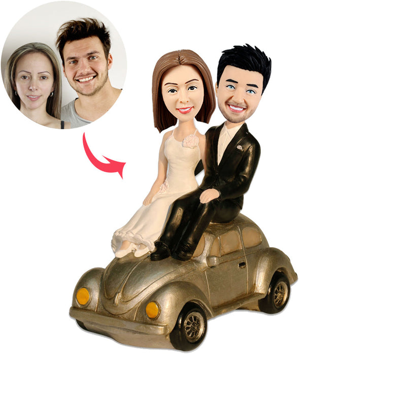 Custom Wedding Couple Bobblehead with Car