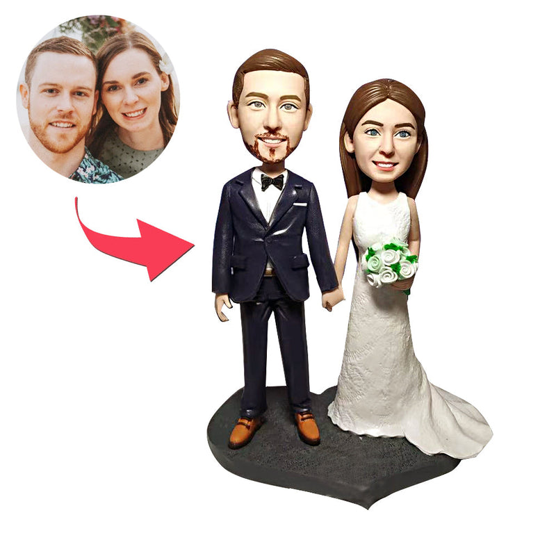 Wedding Couples Custom Bobblehead with Flowers