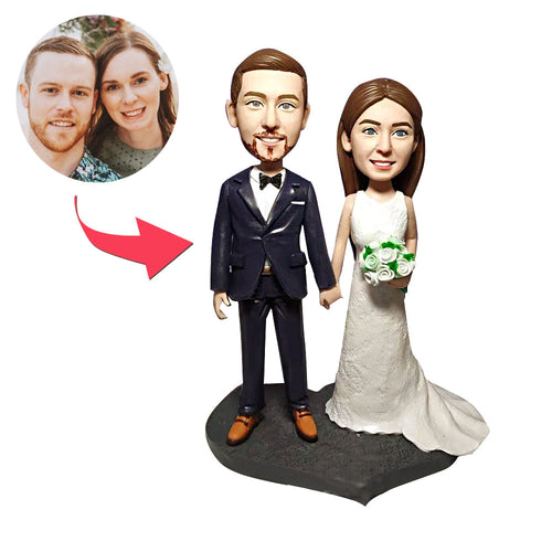 Wedding Couples Custom Bobblehead with Flowers