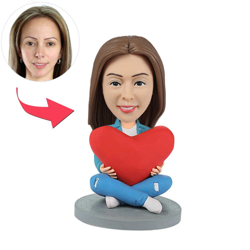Personalized Custom Female Bobbleheads with Heart