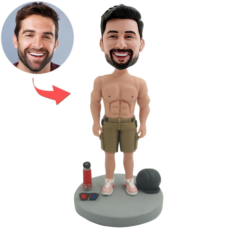 Custom Bobblehead with Laptop and Dumbbell