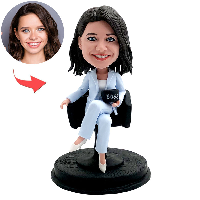 Custom Female Bobblehead Bathing with Santa Hat