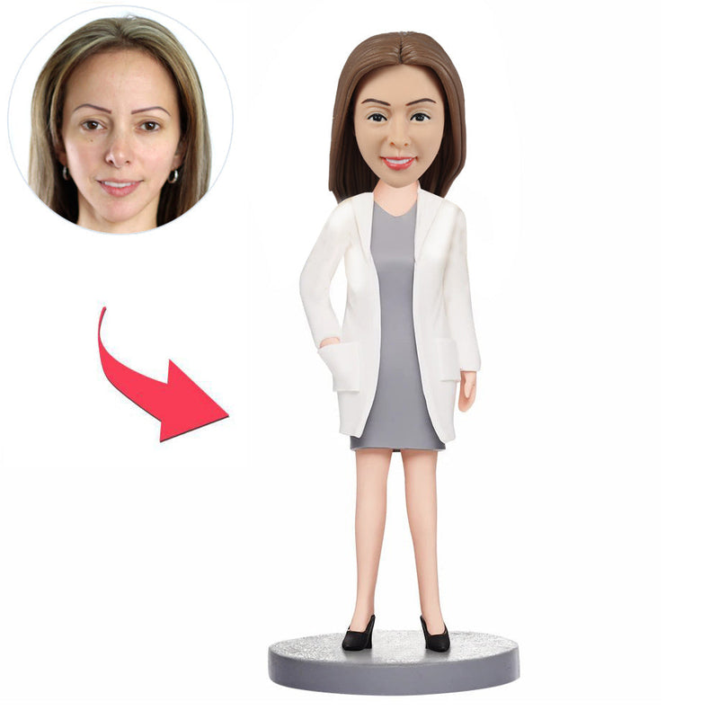 Female Doctor Bobblehead with Gray Dress