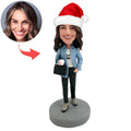 Personalized Bobblehead in Suit Sitting on Money Bag