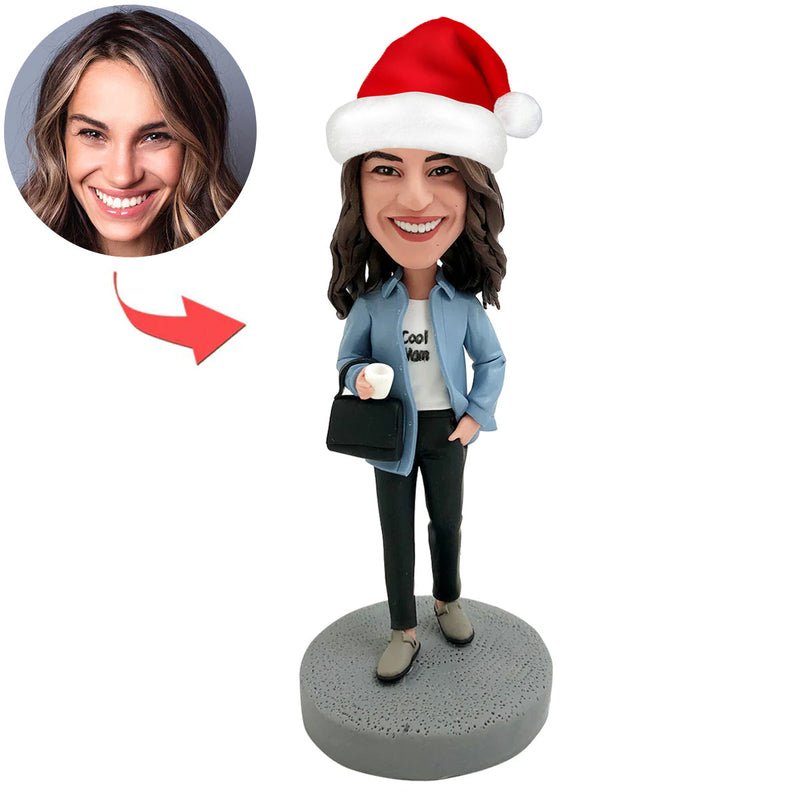 Personalized Bobblehead in Suit Sitting on Money Bag
