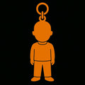 Orange bobble head keychain silhouette design